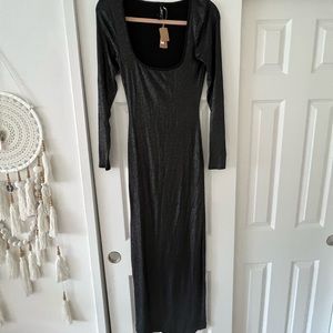 Skims soft lounge shimmer long sleeve dress